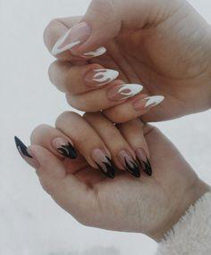 black and white flame nails