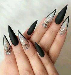 black stiletto nail design