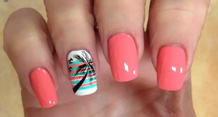 bold yet subtle palm tree nail art design