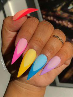 colorful stiletto nail design