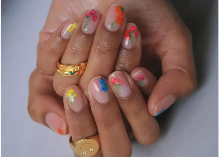 cute flower nail designs