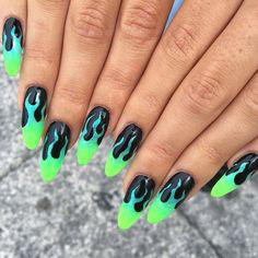 light green flame nails