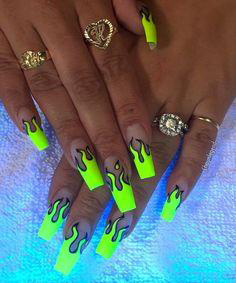 light yellow flame nails