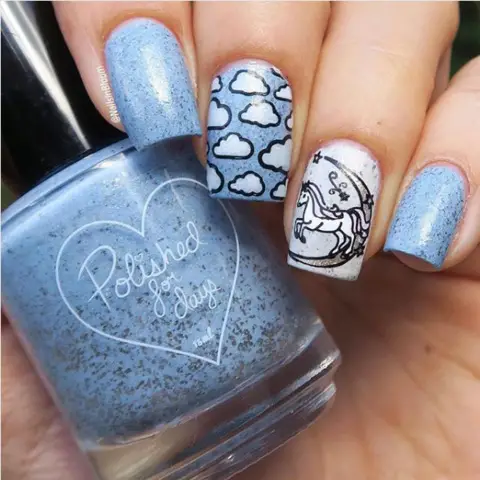 lovely sky blue nail art design