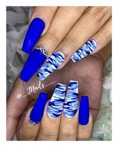 marble cobalt blue nail design
