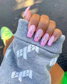 pink flame nails