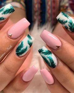 summer leaf style nail design