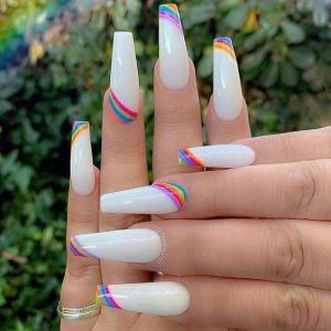 summer rainbow style nail design