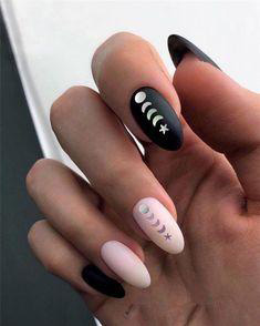 black oval nail design