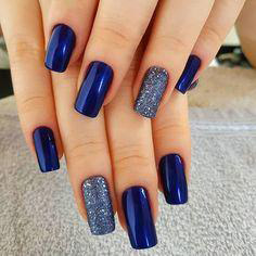 blue nail polish designs-2 square nails