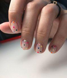colorful spot short nails