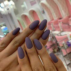matte purple oval nail design