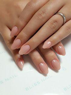 nude oval nail design