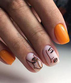 orange square nail design