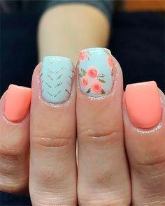 pink flower spring nail design
