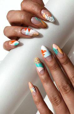 painted almond nail design