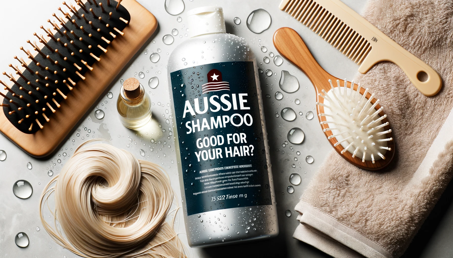 Photo of Aussie shampoo on a bathroom counter