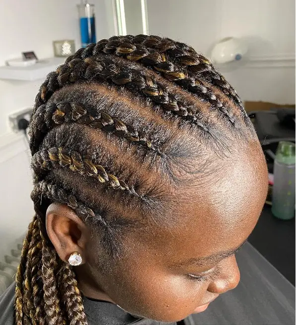 Cornrows braided hair style