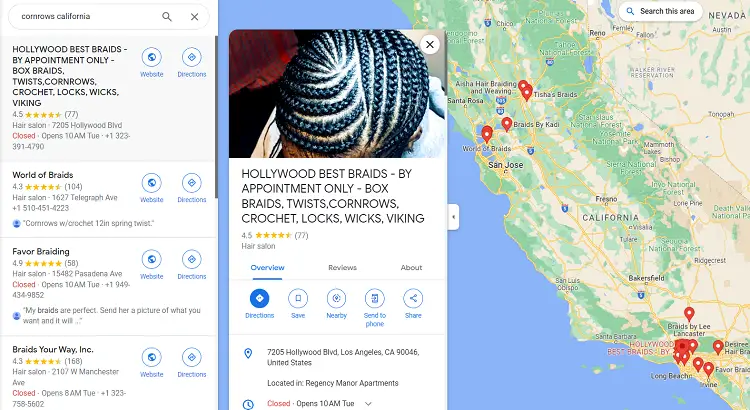 Hair Salons And Stylists on google maps