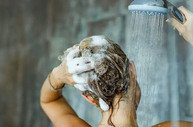 women Wash hair gently